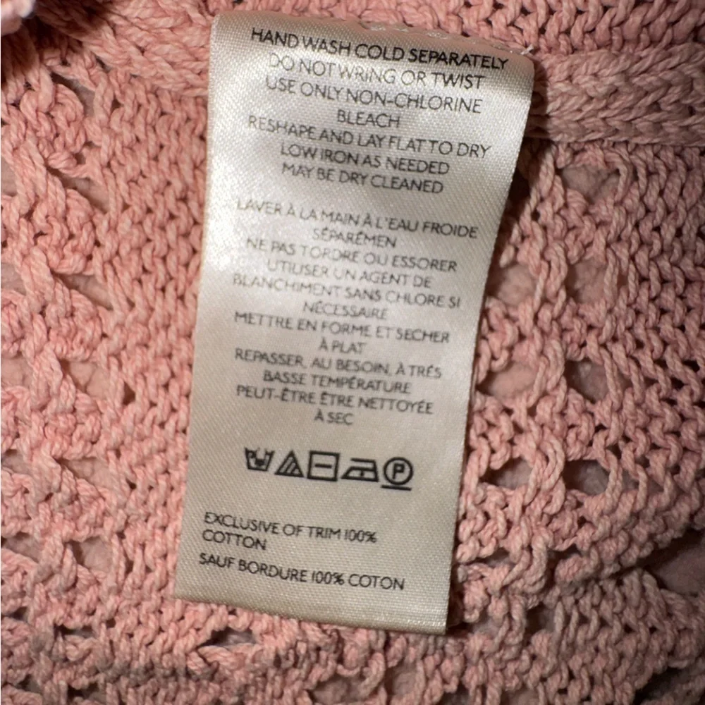 Free People Pointelle Knit Collared Sweater, Mauve Rose, Size M